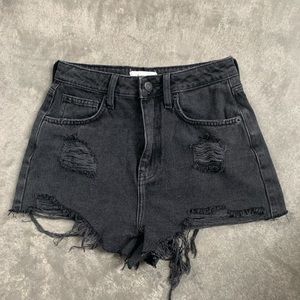 Black Ripped Denim Jean Shorts from Forever 21, Fit a 25/26 waist around size 4